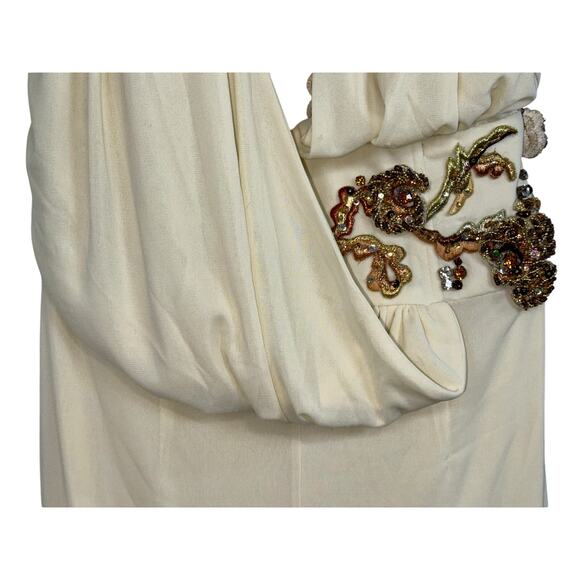 NEW Mandalay Cream Embellished Maxi Long Evening Gown Formal Dress Women Size 10 - Picture 4 of 16